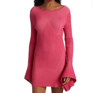 Acler Mini Dress Bodycon Ribbed Knit NWT Sz 4 Pink